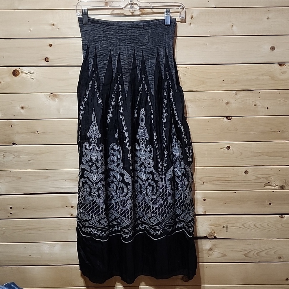 Anthropologie Lapis Gray ruched midi skirt REVERSABLE Dress/Skirt One Size